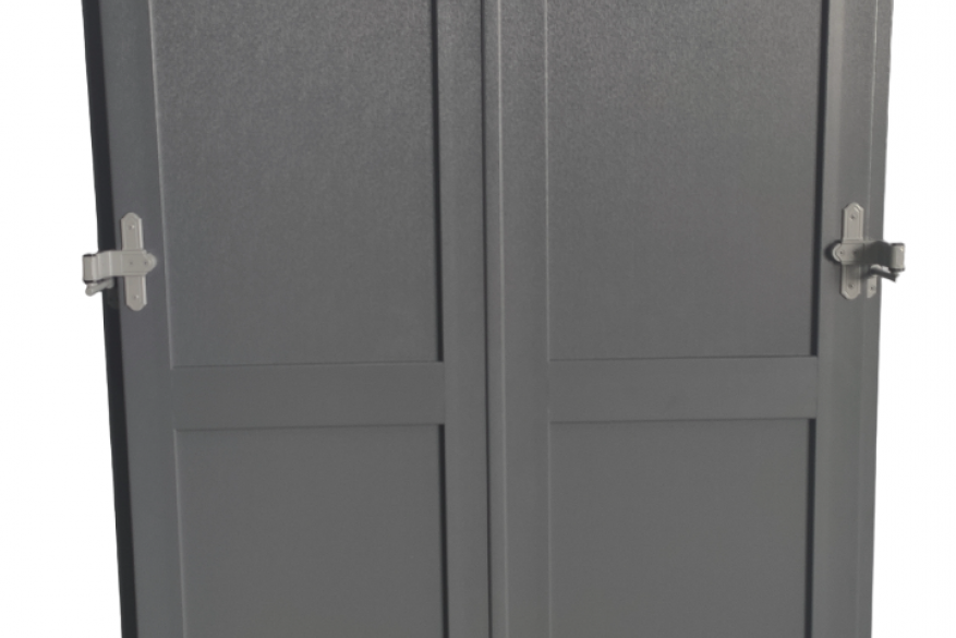 Π5 - Δίφυλλο παντζούρι με γέμισμα ίσιο panel σε χρώμα Schiefergrau και γκρι μηχανισμούς
