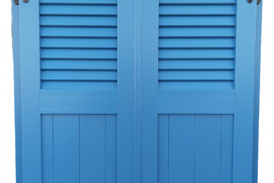 Π19 - Δίφυλλο παντζούρι με συνδυασμό σταθερής περσίδας και κάθετου ραμποτέ σε χρώμα Brillantblau